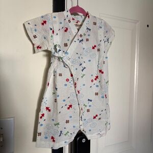 Miki House Hot Biscuits Baby Jinbei Romper Goldfish Dragonfly Print White 60-70